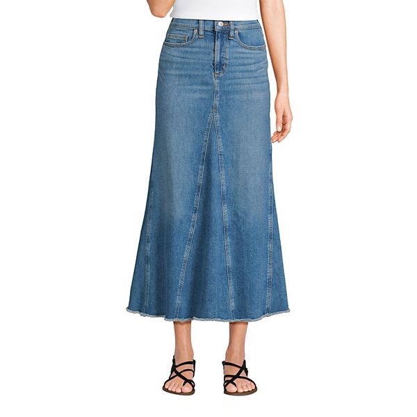 

Женская джинсовая миди-юбка с воланами Lands' End