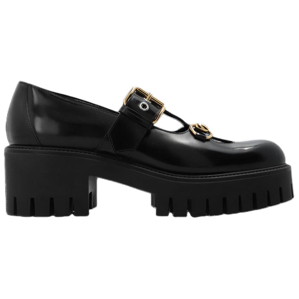 Женские лоферы GUCCI 'Black' на платформе 30 мм с подковой — фото 2