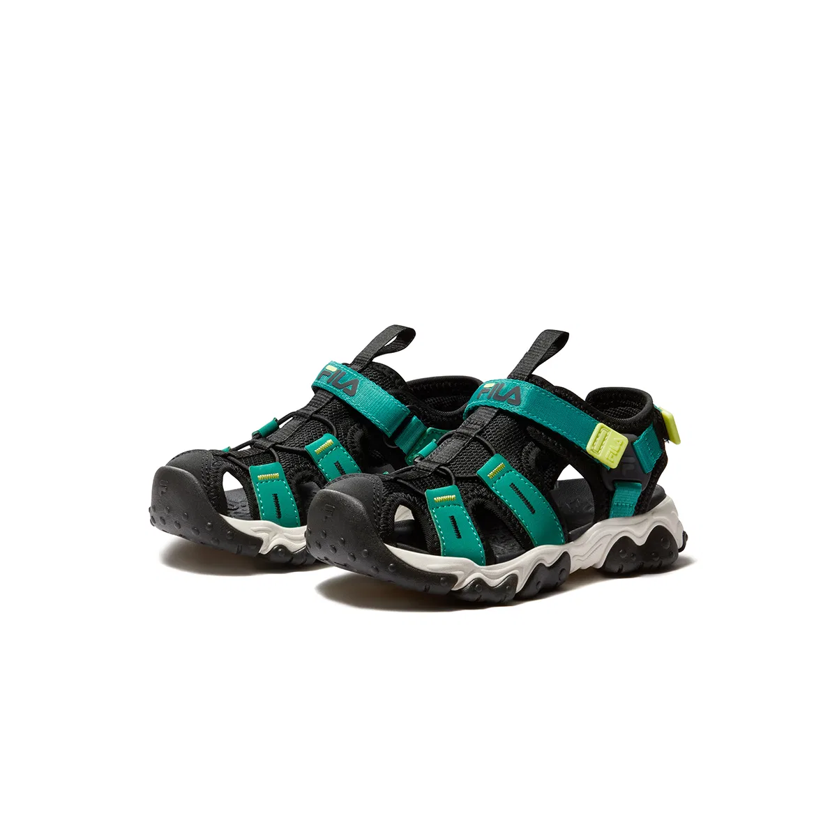 Сандалии FILA KIDS Fluid 5 Fabric Low Top черные/темно-зеленые — фото 4
