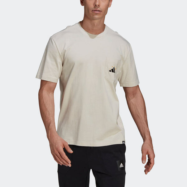 Футболка mandala tee m printing sports round neck short sleeve bauxite brown Adidas, коричневый — фото 2