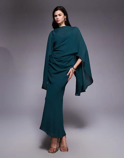 

Бирюзовая накидка-кимоно с драпировкой и открытой спиной ASOS DESIGN