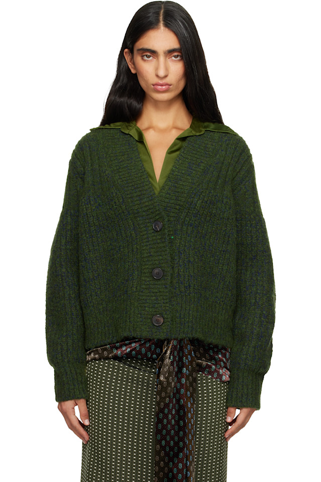 

Dries Van Noten Зеленый шерстяной кардиган