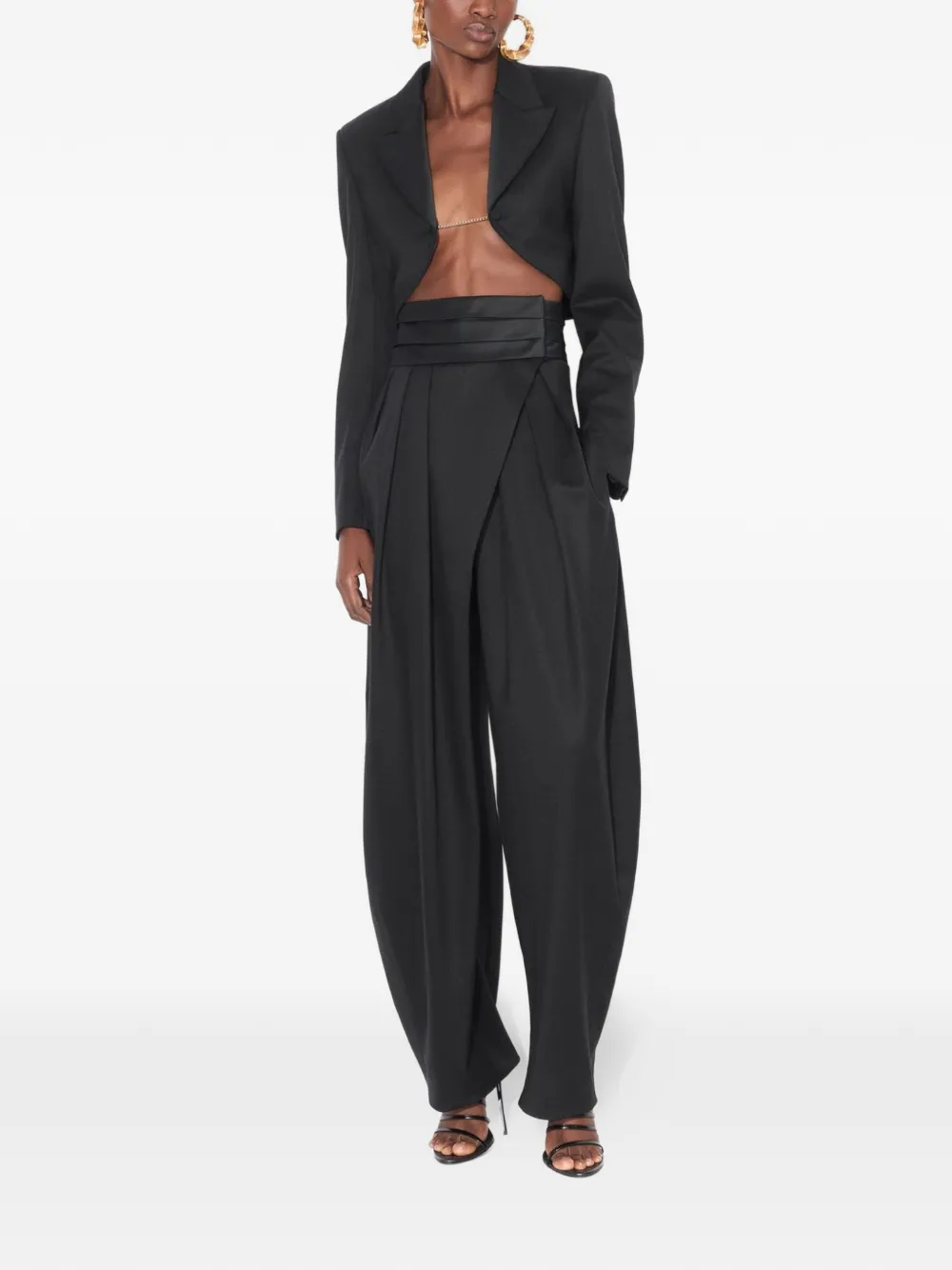 Укороченный жакет с застежкой-цепочкой Alaïa, черный — фото 2