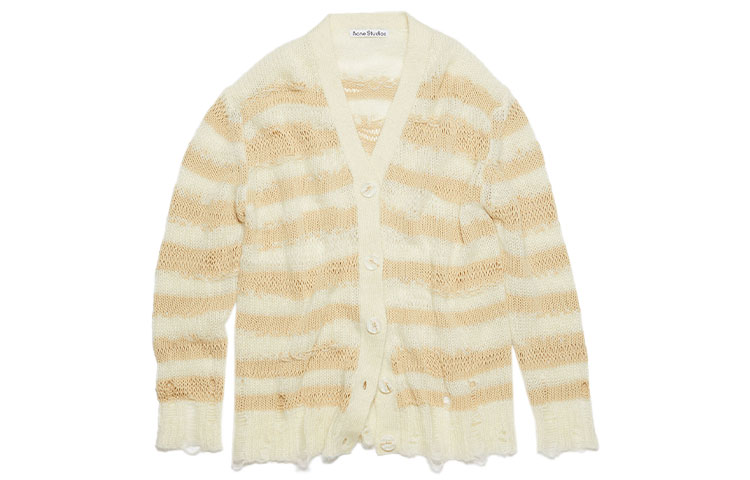 

Полосатый кардиган с потертостями на пуговицах Acne Studios, Light Umber