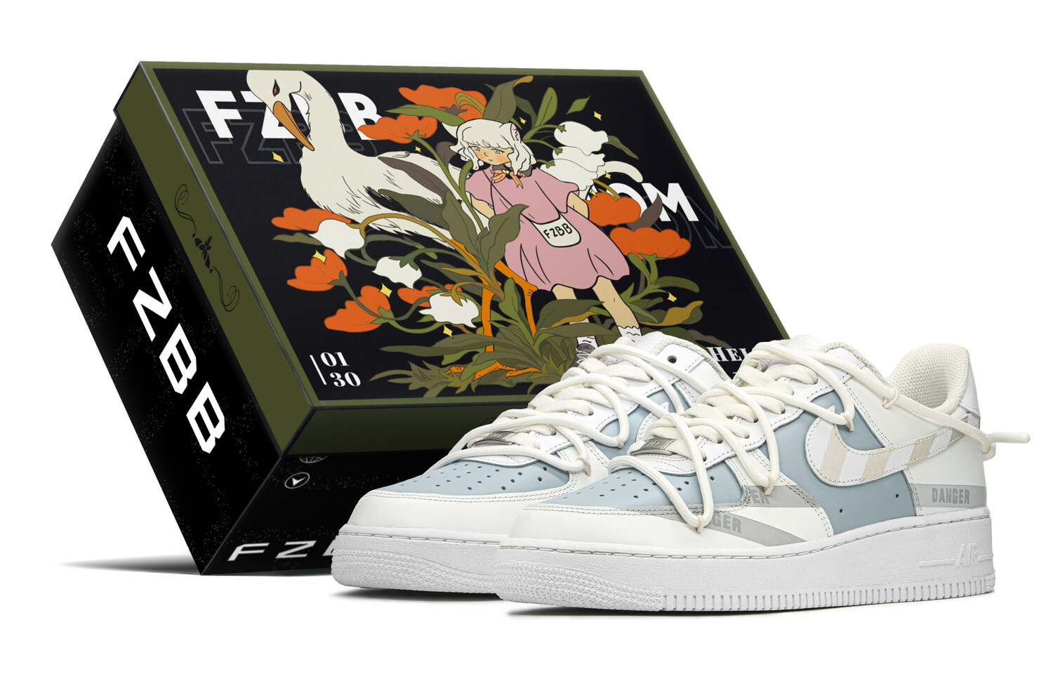 

Кроссовки Nike Air Force 1 Skateboard Shoes Men Low-Top White Gray/Blue