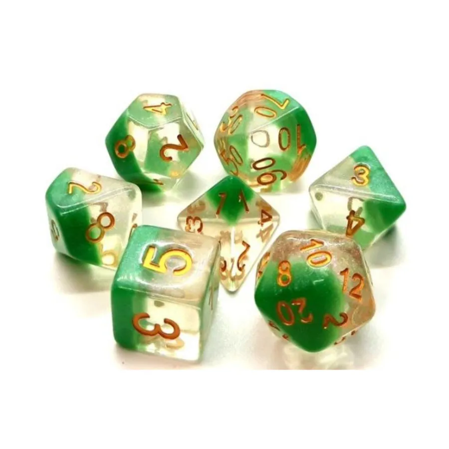

Poly Set Morning Mist с золотом (7), Acrylic-Resin Dice - Luminous
