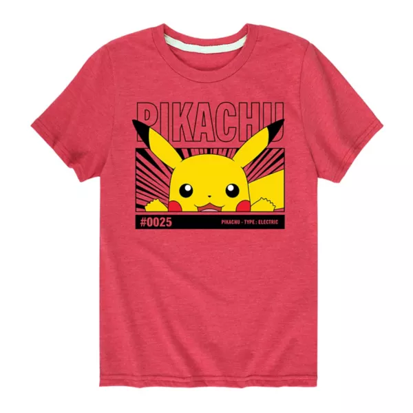 

Футболка для мальчиков 8-20 лет с принтом "Пикачу выглядывает" Pokemon Licensed Character, красный