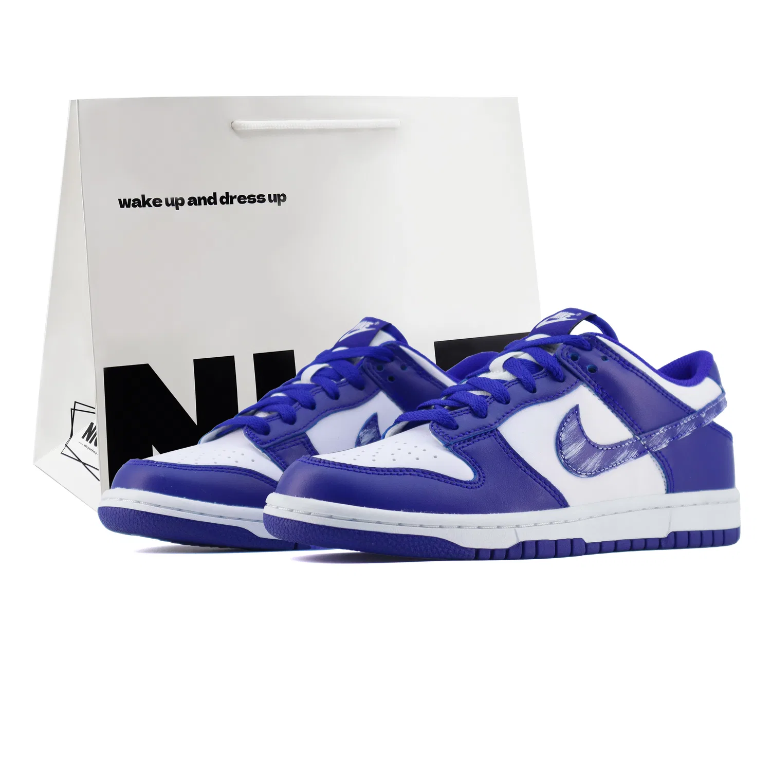 Кроссовки Dunk Low в минималистичном стиле, освежающие, удобные, универсальные, повседневные для студентов, с рисунком, кожаные, для пары Nike, Blue White