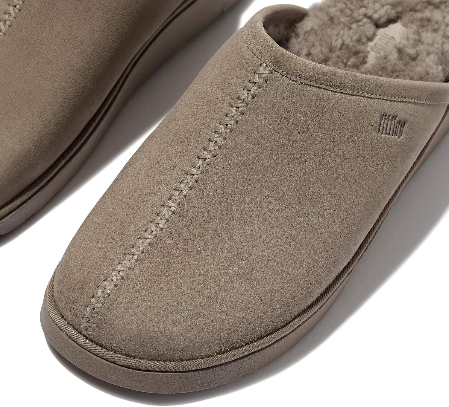 Мужские замшевые тапочки Fitflop Gen-ff с подкладкой из овчины, Taupe — фото 4