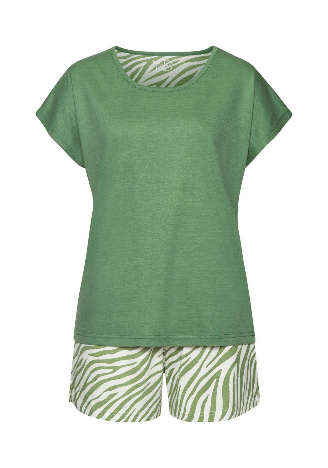 

VIVANCE Короткий пижамный комплект в бежевом и зеленом цвете