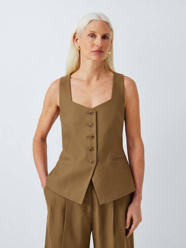 

Жилет из смеси хлопка и льна John Lewis, Khaki