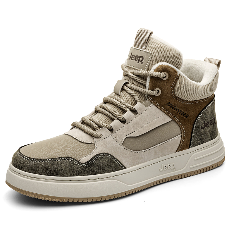 

Скользоустойчивые водонепроницаемые амортизирующие износостойкие легкие дышащие увеличивающие рост низкие кроссовки Jeep, sandstone thermal cold-resistant-20 degrees