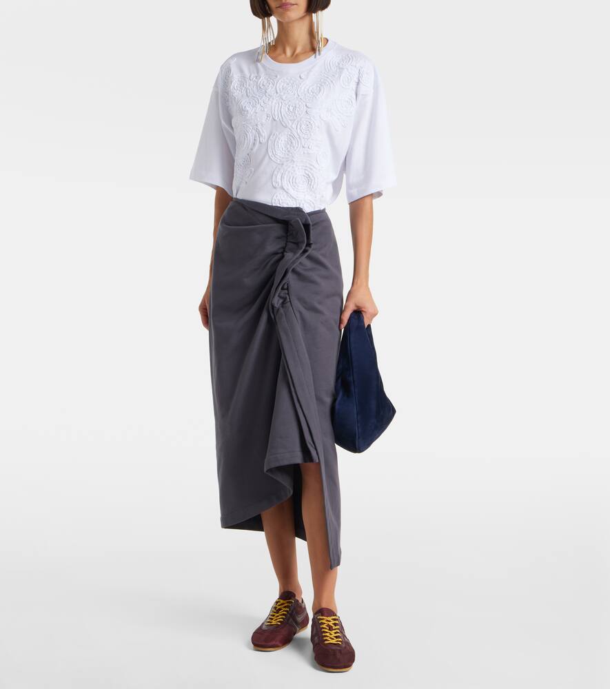 Вышитая оверсайз хлопковая футболка Dries Van Noten, White — фото 2