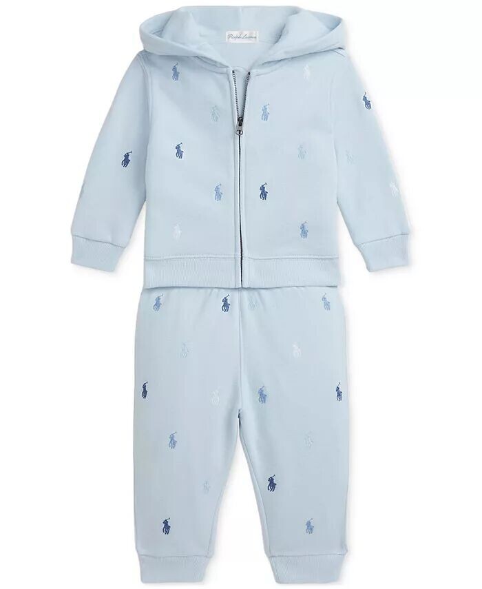 

Детский комплект из толстовки и штанов с вышивкой Polo Ralph Lauren, синий