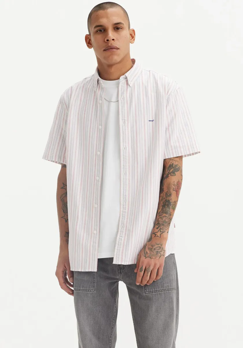 

Рубашка Levi's с короткими рукавами "SS AUTHENTIC BUTTON DOWN", в полоску, из хлопка, цвет Cupertino Stripe Bri