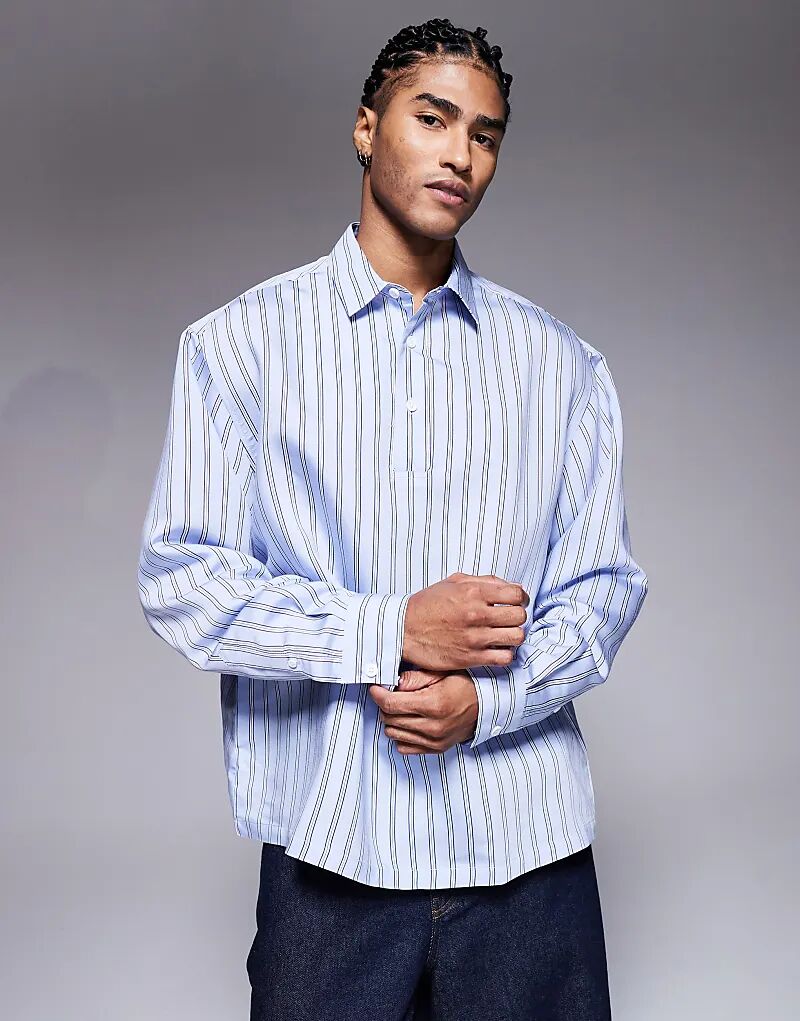 

Рубашка свободного кроя из поплина ASOS DESIGN синего цвета