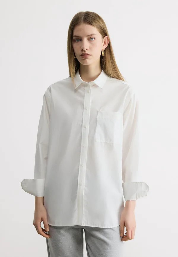 Блузка Lacoste White, на пуговицах, хлопковая, однотонная