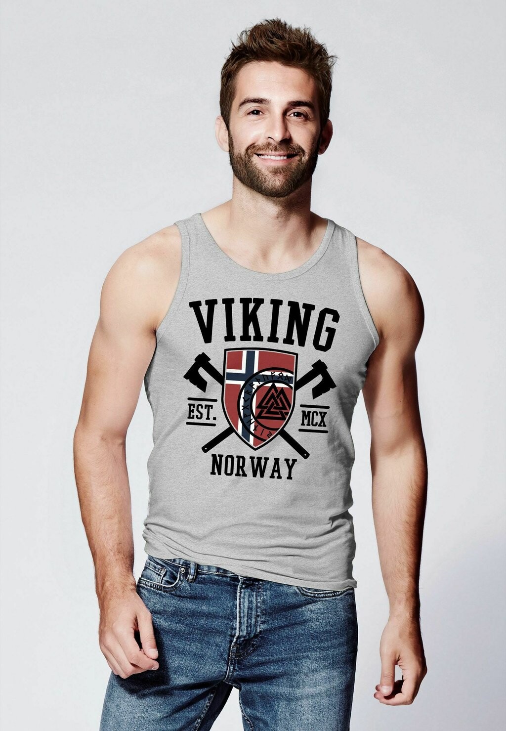 

Топ TANK NORWAY NORWEGEN FLAGGE WIKINGER NORDISCH Neverless, серый