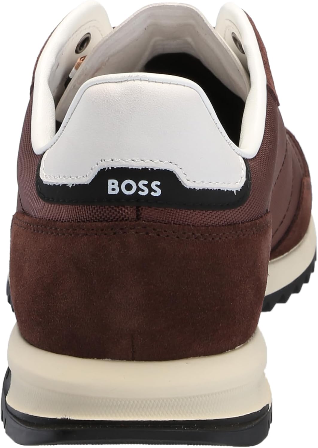 BOSS мужские кроссовки Zayn Low Profile из двухцветной замши и кожи, Plum Red — фото 3
