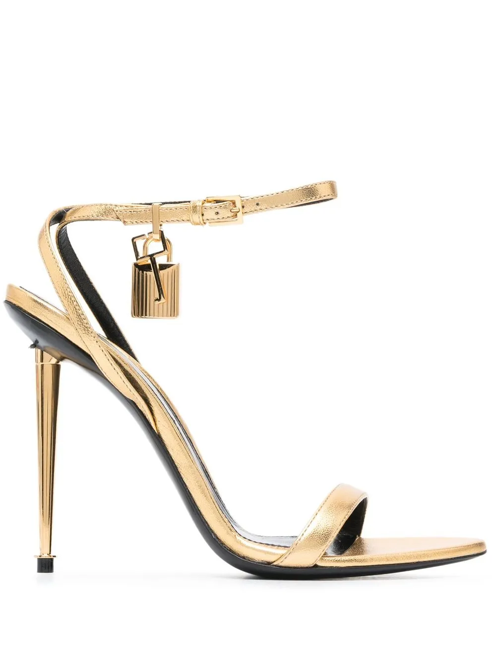 Босоножки Padlock 115 с эффектом металлик TOM FORD, золотой