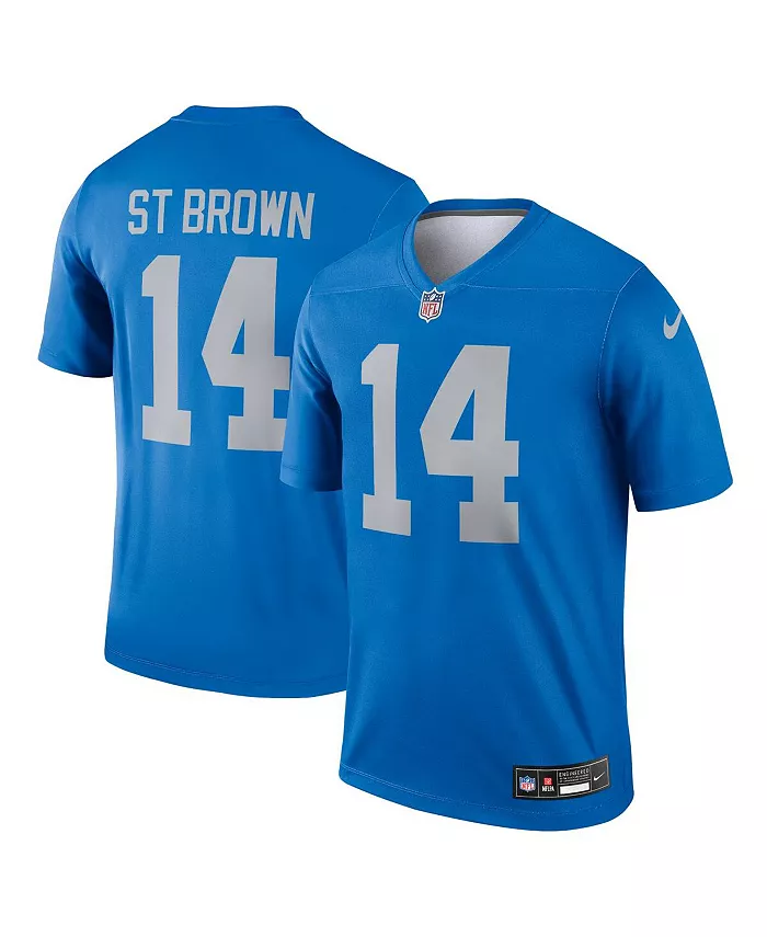 

Мужская футболка для тренировок Amon-Ra St. Brown синего цвета Detroit Lions Alternate Legend Player Performance Top Nike