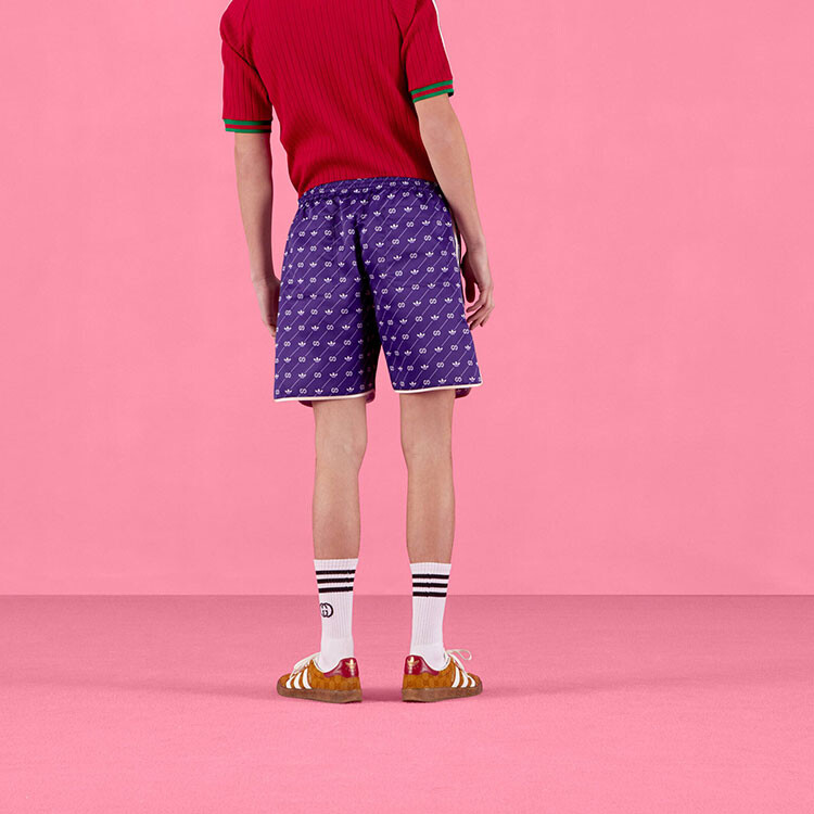 Шорты Gucci X Adidas Унисекс, коллаборация брендов, синий — фото 4