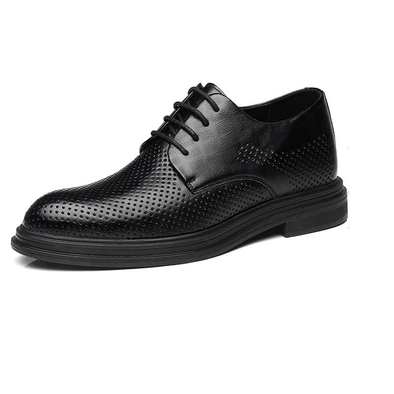 Mulinsen Мужские туфли черные с низким верхом и ажурными деталями SJ788-1 Black Cut-Out, цвет SJ788-1 Black Cut-Out — фото 4