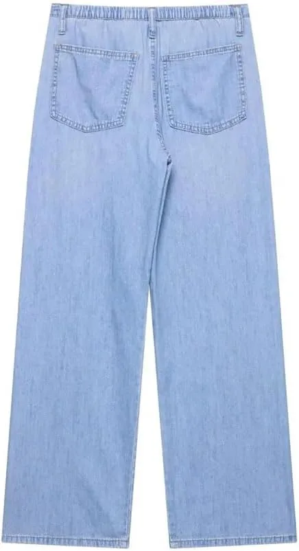 Женские джинсы loose high waist с завязками и прямым кроем — фото 2