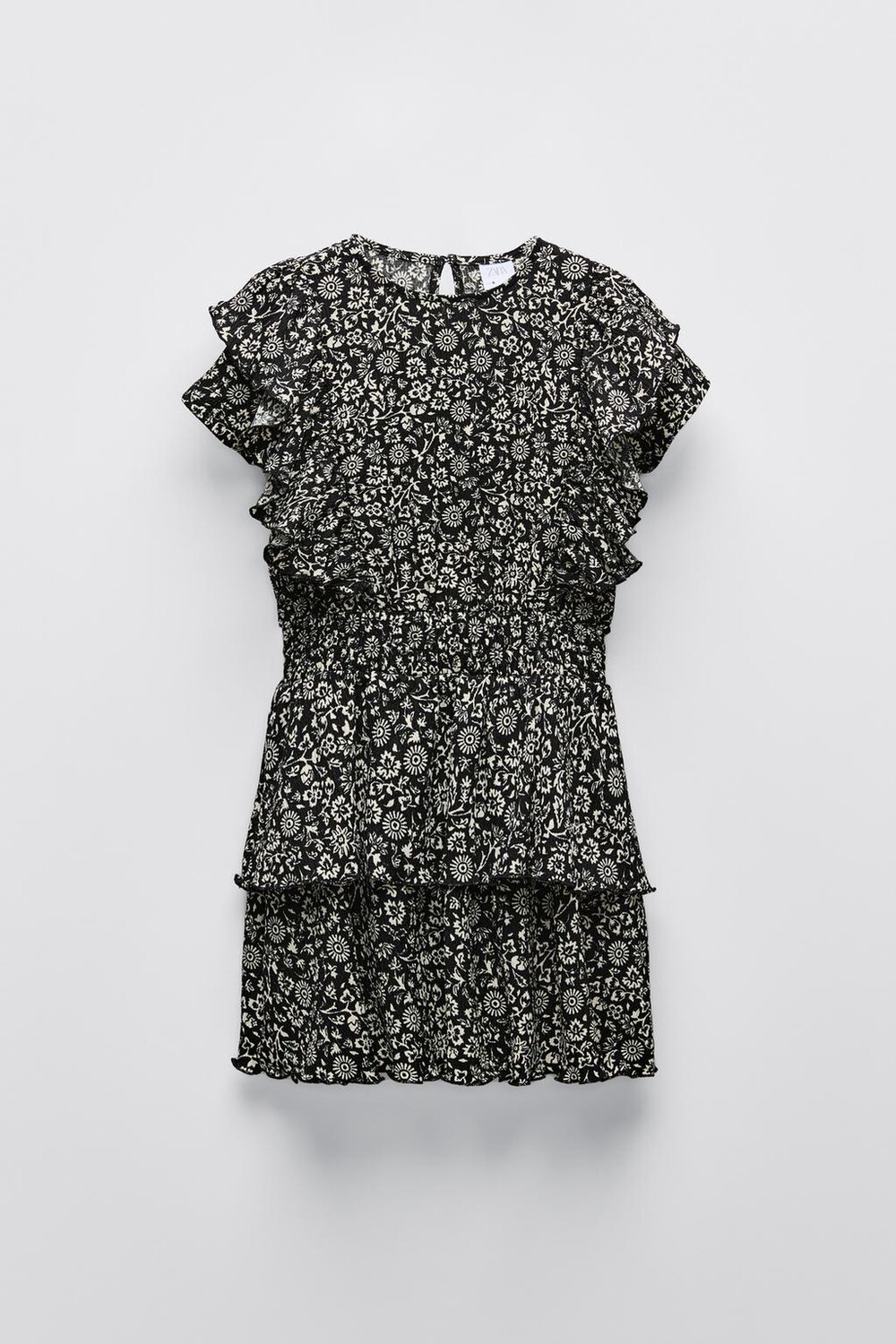 

Платье с текстурным принтом ZARA, черный/белый