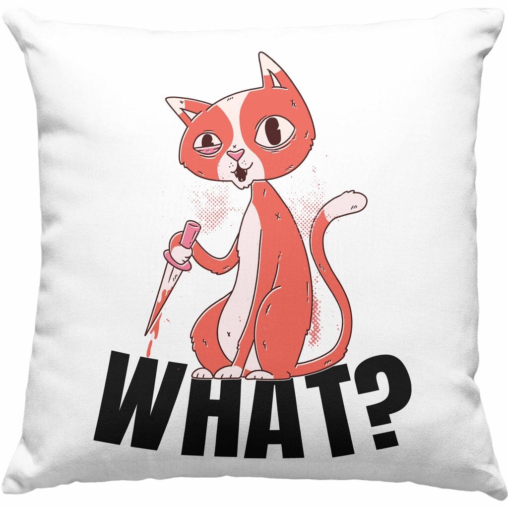 

Тенденция - What Cat Gift Декоративная подушка с наполнителем с рисунком забавного кота 40х40 (серый) Trendation