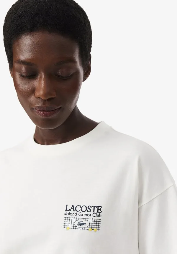 Футболка Lacoste Blanc V с принтом, белый — фото 4