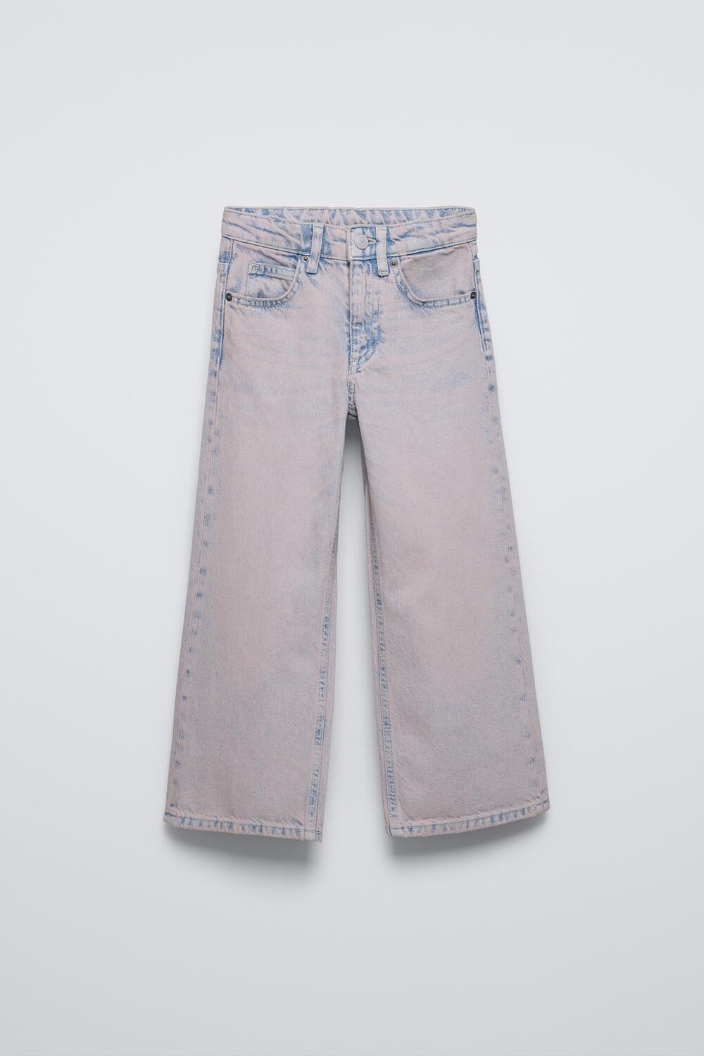 

Широкие джинсы с потертыми штанинами ZARA, розовый