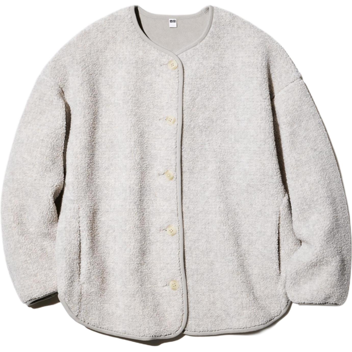 

UNIQLO Пальто с бархатистой текстурой Women's, Light Gray