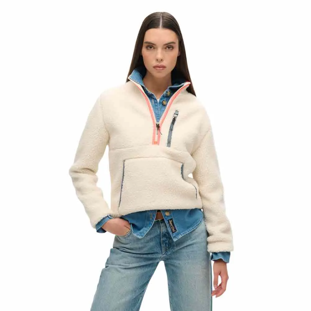 

Толстовка Superdry Outdoor Fleece half zip, бежевый