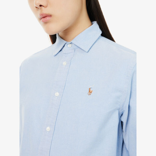 Рубашка Oxford slim fit из хлопчатобумажной ткани плетения «рогожка» Polo Ralph Lauren, синий — фото 4