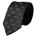 

Черный шелковый фирменный логотип, регулируемый мужской галстук Dolce & Gabbana