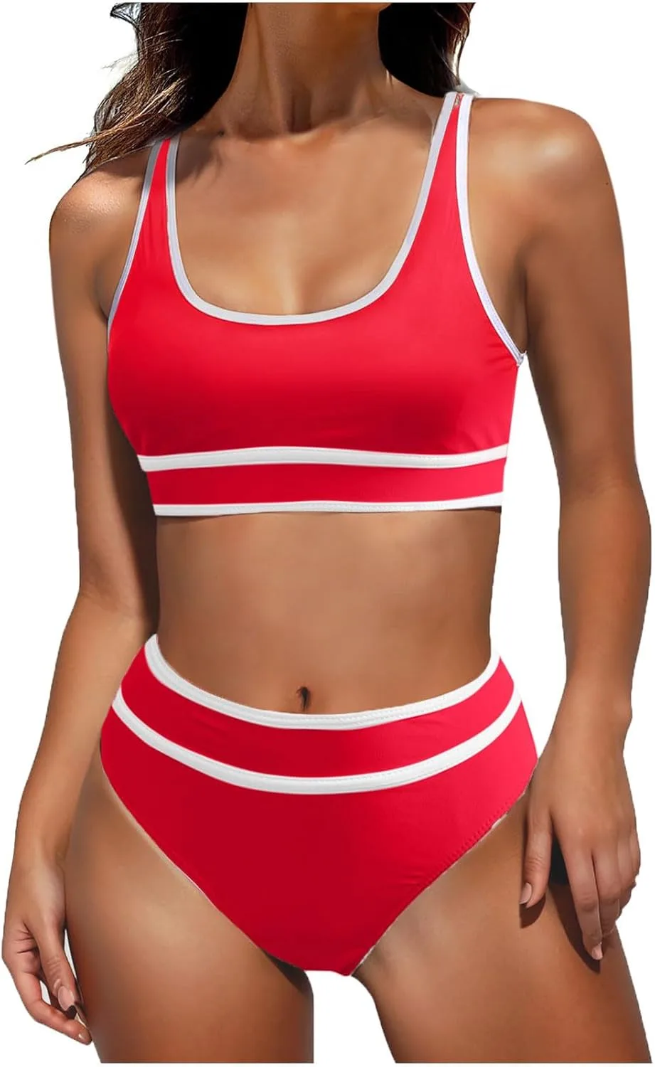 

Женский купальник бикини High Waisted с цветными блоками