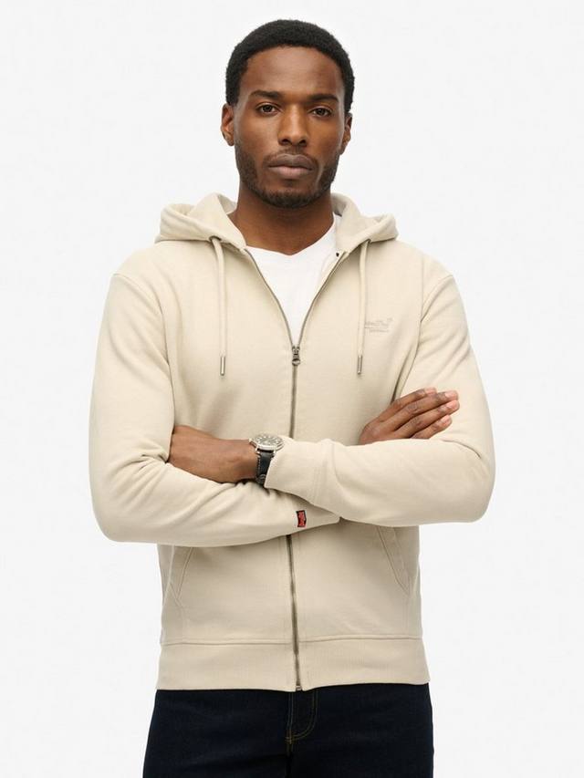 Толстовка Superdry Essential Logo Zip Hoodie Light Stone Beige — фото 4
