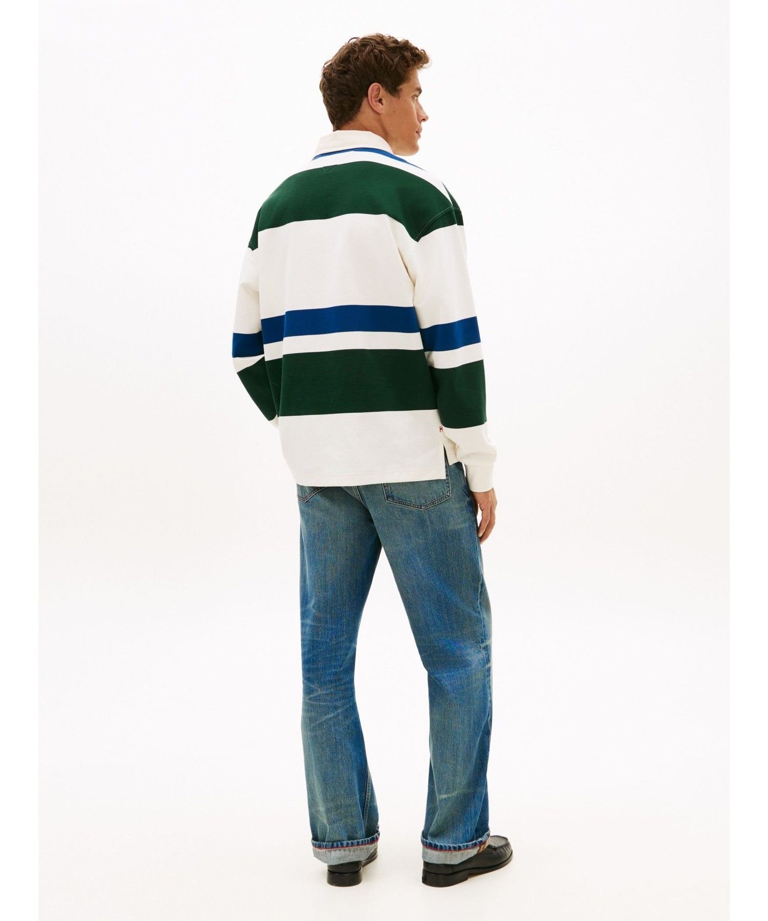 Свободная полосатая регбийная толстовка TOMMY HILFIGER, White Other 0FA — фото 2