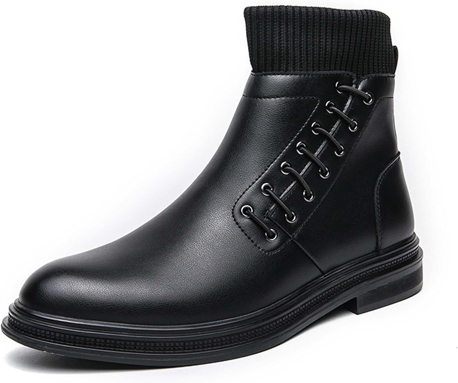 

Мужские ботинки челси, модные, с боковой молнией, остроносые, деловые, повседневные, формальные, чукка, нескользящие, для прогулок, конференций, свадеб, банкетов, униформы, высокие кожаные ботинки Generic, черный