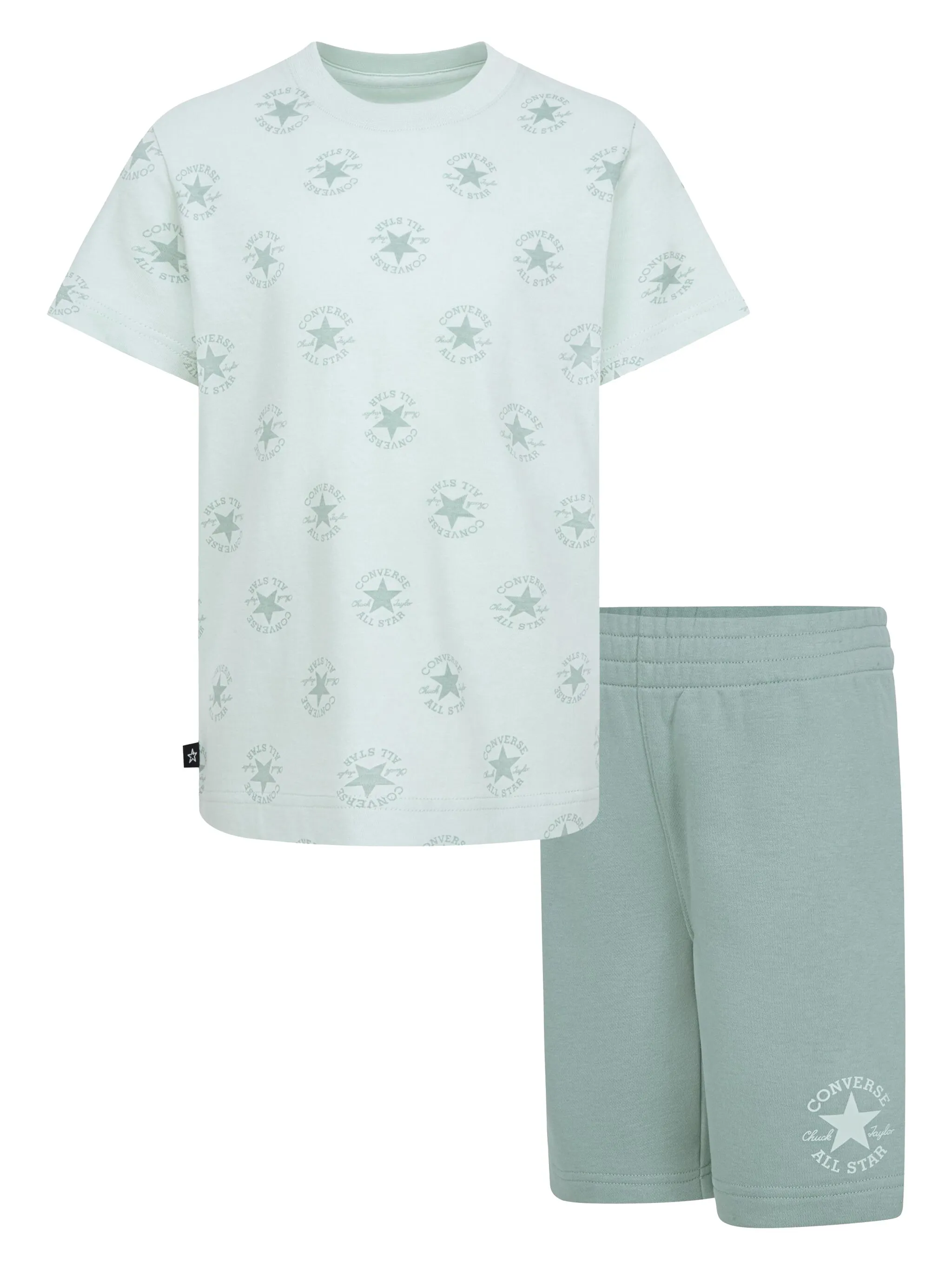 

Комплект из футболки и шортов с логотипом Converse Kids, зеленый