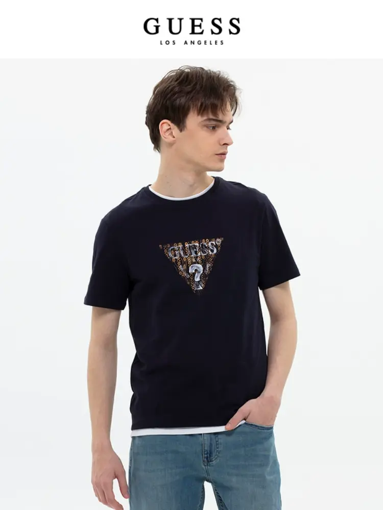 

Футболка Guess свободная, темно-синий