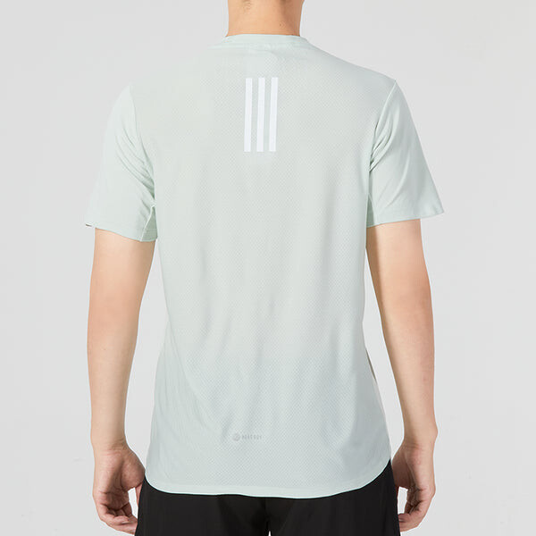 Футболка Men's adidas Solid Color Athleisure Casual Sports Round Neck Short Sleeve flax Green T-Shirt, зеленый — фото 4