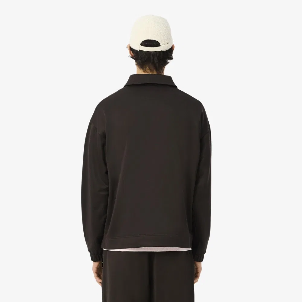 Мужской свитшот-поло с потайной планкой тёмно-коричневый от Lacoste — фото 3