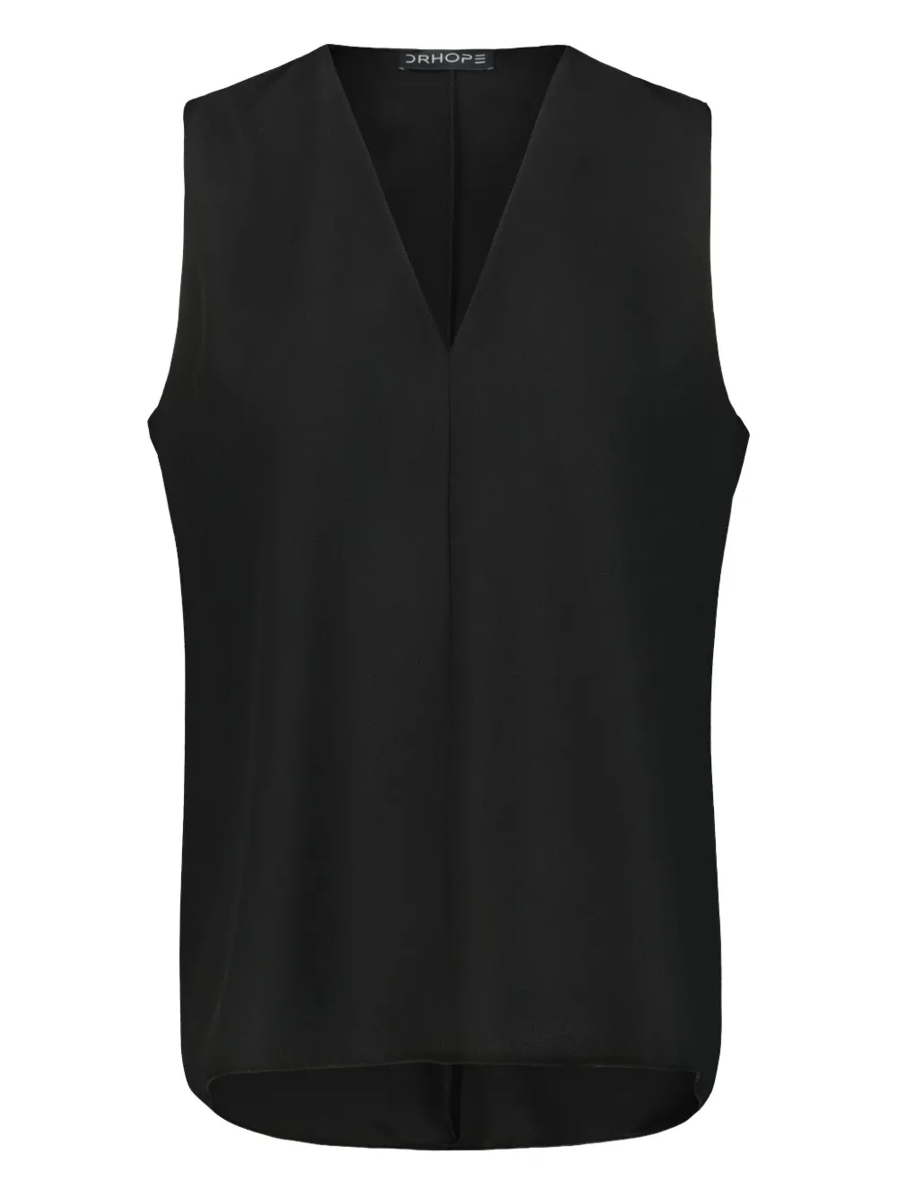 

Топ с V-образным вырезом и необработанными краями Drhope, черный