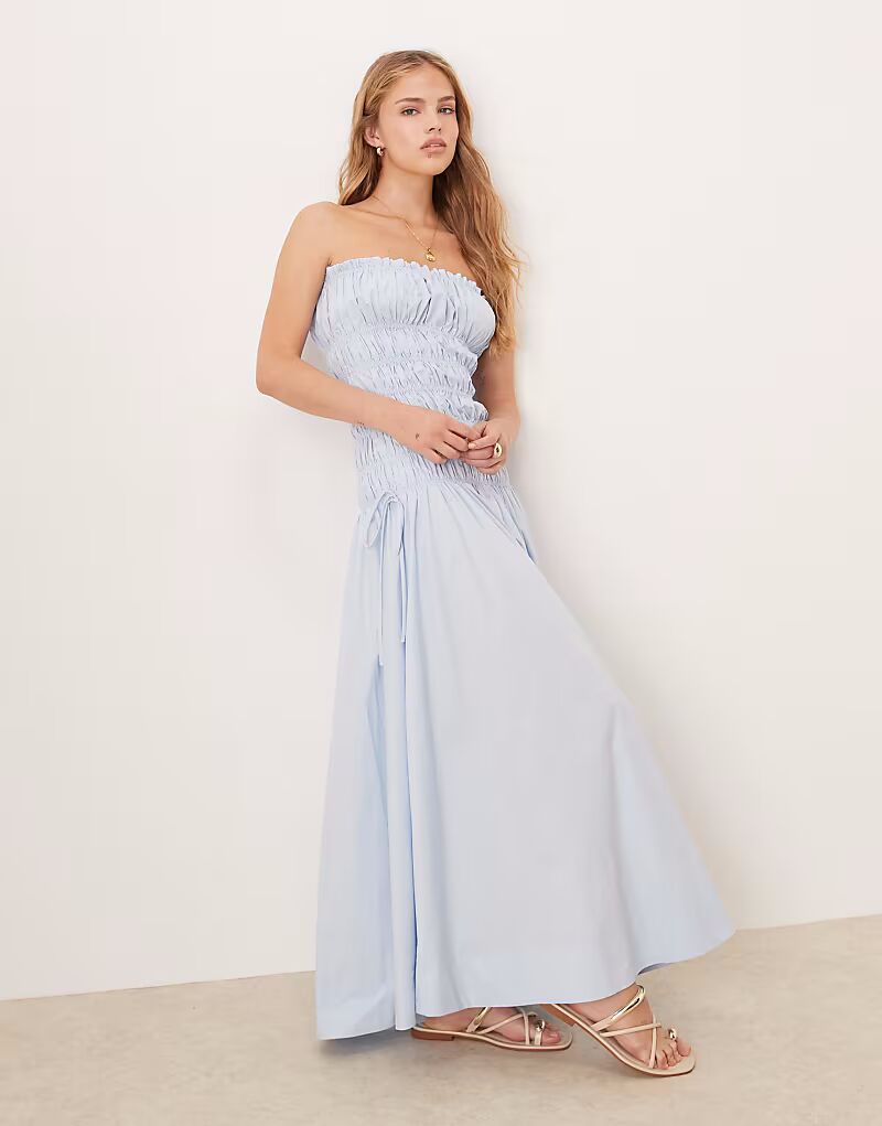 

Платье мидакси VRG GRL isable с присборенной грудью синего цвета