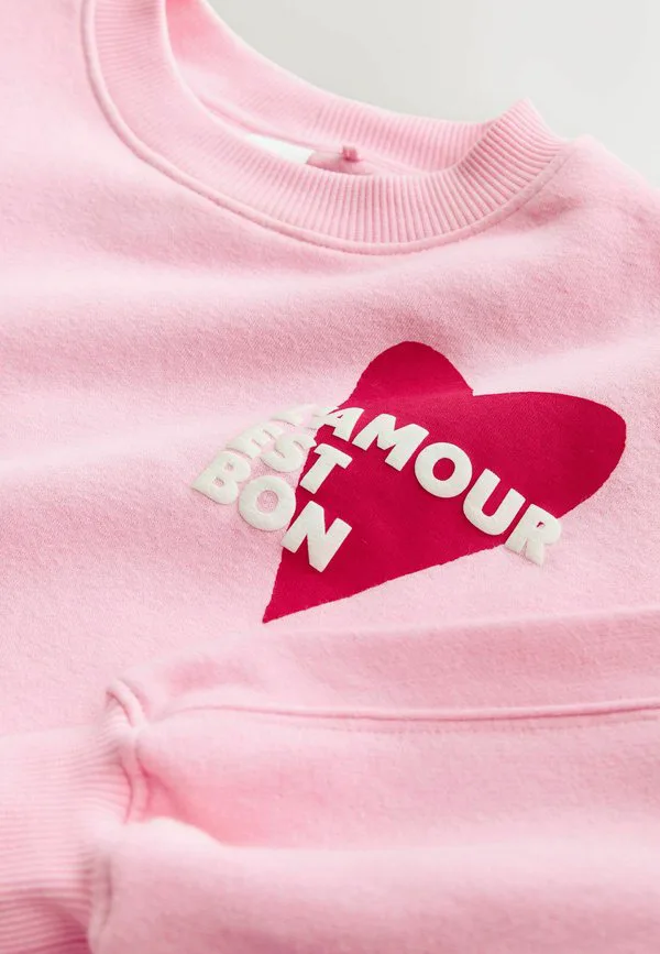 Толстовка прямого кроя с расклешенной юбкой Next, Pink/Red Heart — фото 3