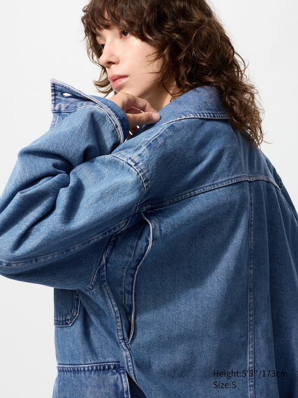 Хлопковая джинсовая куртка оверсайз Uniqlo, 30 natural — фото 3