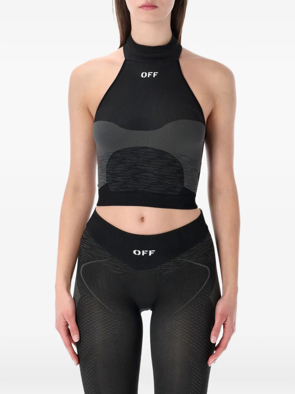 

Спортивный топ с воротником-халтер Off-White, черный