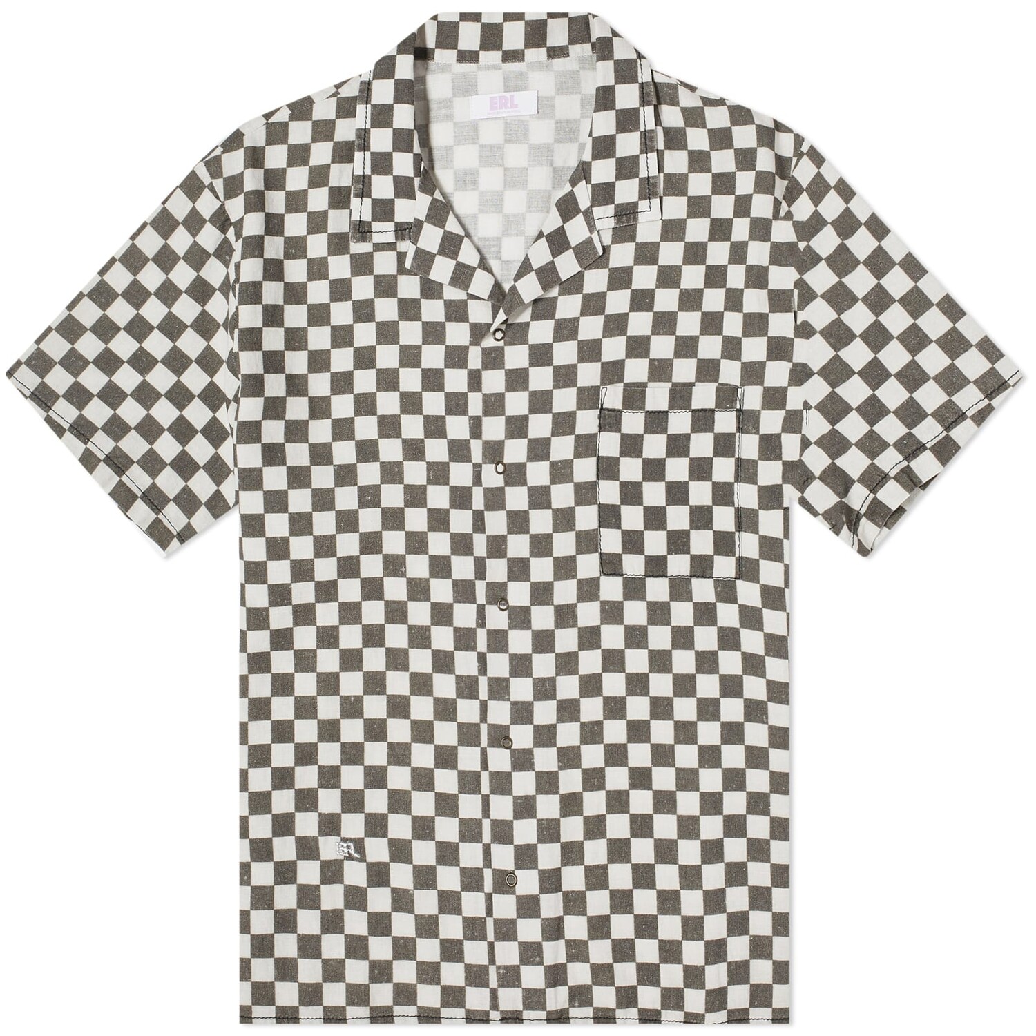 

Рубашка с коротким рукавом Erl Checkerboard Vacation Shirt, цвет Black & White